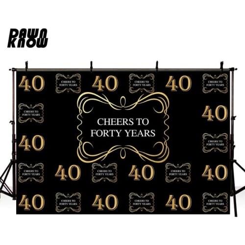 DAWNKNOW Golden Letter Photography Background Celebrate Adult Birthday Party Photocall Backdrop Photo Shoot Customize lv2001