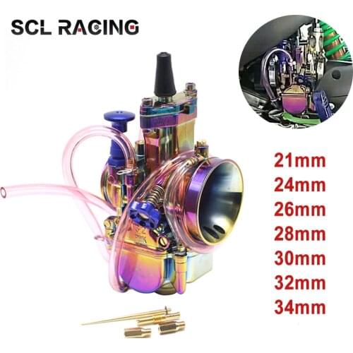 SCL Racing Motorcycle PWK 21 24 26 28 30 32 34mm Multicolor Carburetor Carburador With Power Jets For ATV Dirt Bike 4T Racing