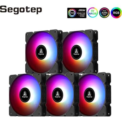Segotep 120mm PC Computer Case Fan Cooling Cooler 5V 3PIN Adjustable RGB LED Mute Ventilador 12V ARGB Fans Aura Sync