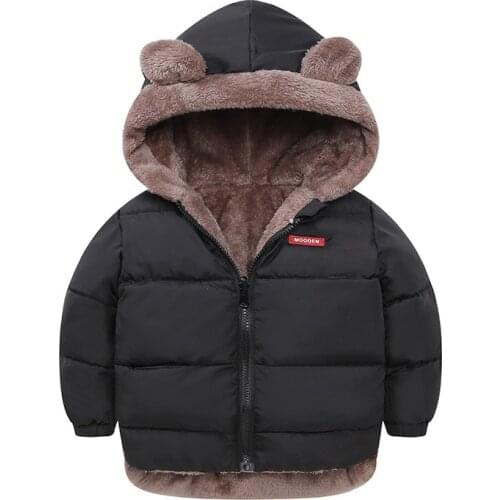Kids Cotton Clothing Thickened Down Girls Jacket Baby Winter Warm Clothes Kids Autumn Zipper Clothing With Hooded Boys Outwear