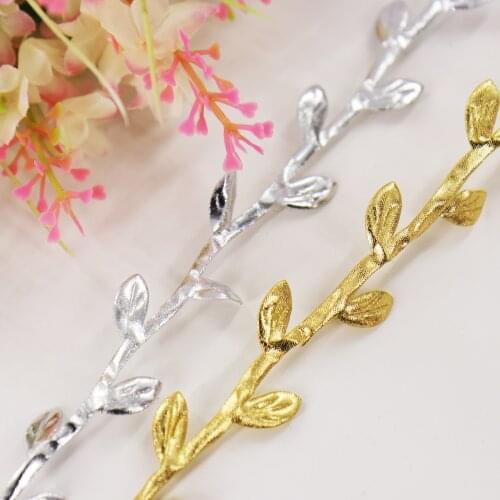 5m Gold Silver Artificial Leaf Leaves Trim Satin Ribbon For DIY Wreath Gift Wrapping Bachelorette Bridal Shower Party Home Decor