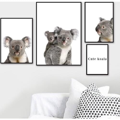 Nordic Style Simple Modern Canvas Lovely Koala Painting Home Pictures Wall Art Prints Modular Poster For Living Room Decoration