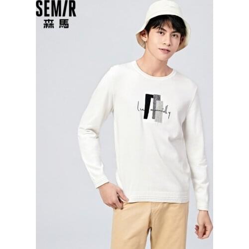 SEMIR Sweater Men 2021 Winter New Contrasting Striped Knitted Base Lined Outer Pullover O Neck Sweater Man