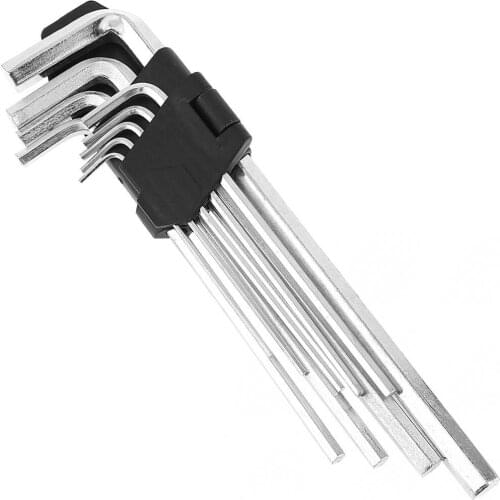 9pcs Multifunction CR-V Steel Hexagon Wrench 1.5/2/2.5/3/4/5/6/8/10mm Set Hand Tools with Flat Head and L Type for Industrial