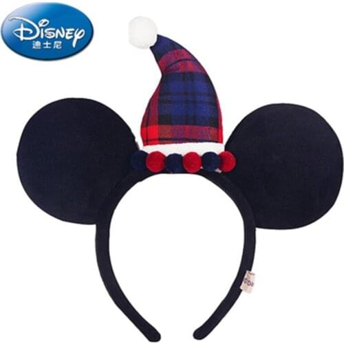 New Original Disney Mickey&Minnie Ear Christmas Hat Headband Hair Accessories Cute Christmas Party Props Toy Kids Gift