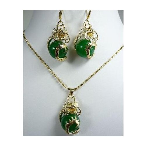 Good >> new hot Green Red Purple jade stone Black stone Bangle Earring Dragon Pendant Set