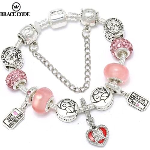 Charm Women Child Lovers Bracelet Silver plated Snake Bone Chain Charm Beaded Cartoon Mickeyland Fine Brand Bracelet Gift