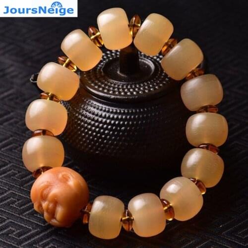 Wholesale Natural Sheep Claw Bracelet With Laughing Buddha Pendant Hand String Lucky for Women Men Rosary Tibetan Bracelet