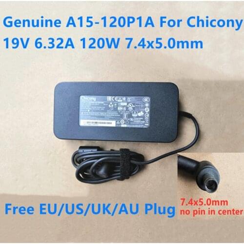 Genuine 19V 6.32A 120W 7.4x5.0mm No PIN Inside For Chicony A15-120P1A 120W Laptop Power Supply Charger AC Adapter