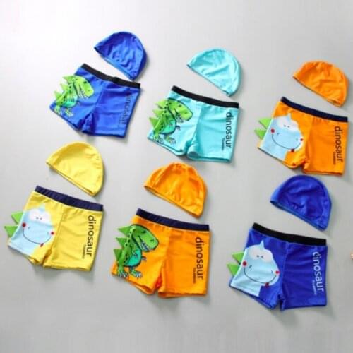 1T-6T Dinosaur Kids Boys Swimming Diving Suit Swimwear Trunks + Hat Summer Beach Wear Swimsuit SA4045