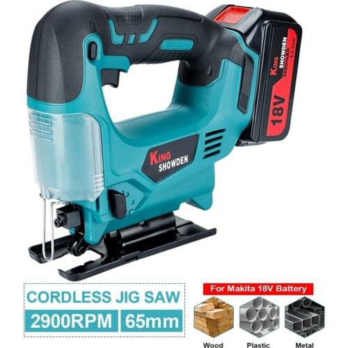 Kingshowden 65mm 2900RPM Cordless Jigsaw Electric Jig Saw Portable Multi-Function Woodworking Power Tool for Makita 18V Battery
