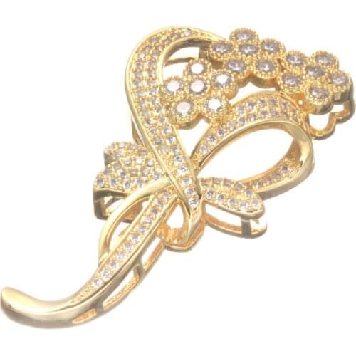 Handmade Crystal Rhinestone Flower Pendant Connectors For Pearl-beads Necklace Accessories Micro Pave CZ Jewelry Fittings