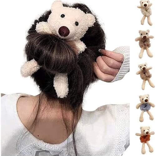 Lovely Bear Hair Band Lambs Wool Hair Ring Panda Duffy Bear Womens Fashion Headband Teddy Bear Rabbit Ear Hair Rings for Girl