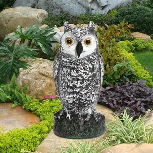 Realistic Bird Scarer Rotating Head Sound Owl Prowler Decoy Protection Repellent Pest Control Scarecrow Garden Yard Move