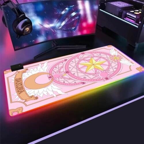 Kawaii Anime RGB 900*400 Rubber Gaming Mouse Pad LED Backlight Laptop Keyboard Pad Anti-Slip Best Choice CS Mousepad XL Mat