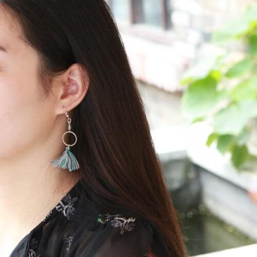 New Personality Unique Bohemian Retro Simple Multi-color Tassel Earrings Purple Beads Earrings For Women Vintage Earrings Brinco