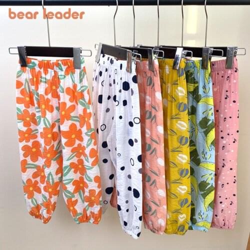 Bear Leader Summer Girls Boys Flowers Summer Pants Fashion Toddler Floral Thin Capris Loose Cute Clothing Children Casual Pants