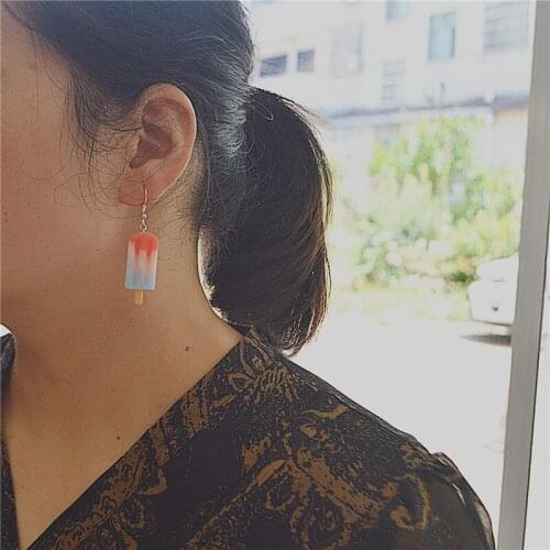 Funny Ice Lolly Mix Color Dangle Earrings For Women Girl Unique Cool Cute Popsicle Simulation Fool Drop Earrings Lovely Jewelry