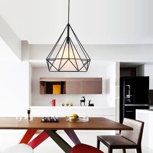 Modern Pendant Light Iron Hanging Cage Vintage Led Lamp E27 Edison Lamp Holder Black Loft Light Study Dining Bedroom GANRILAND