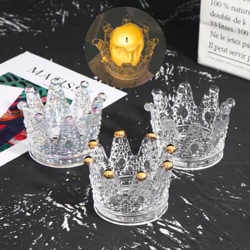 Crown Glass Candle Cup Home Living Room Table Crystal Glass Candlesticks Nordic Crown Crystal Candlestick Candle Decoration Cup