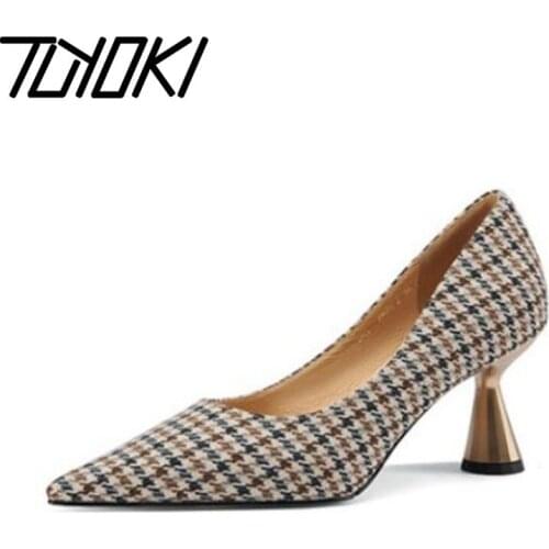 Tuyoki Women Pumps Pointed Toe High Heels Shallow Slip On Shoes Women Spring Fashion Party Dress Office Footwear Size 34-39