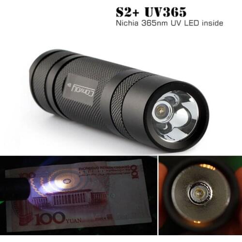 Convoy S2+ Nichia 365nm Ultraviolet Torch UV LED OP Reflector Flashlight for Fluorescent Agent Detection,Money Detector