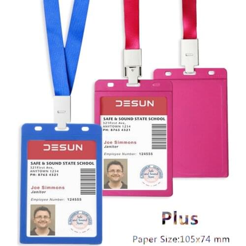 Vertical 105x74mm Candy Colors Exhibition Card Holder with Original Lanyard for Business/Access/Pass Cards