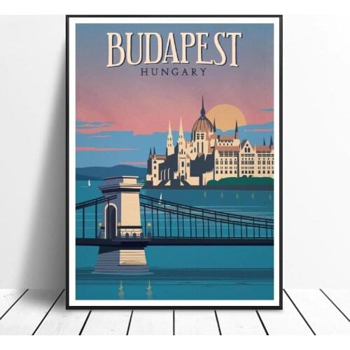VINTAGE BUDAPEST Hungary Painting Canvas poster Wall Art Pictures for Living Room Home Decoration No Frame