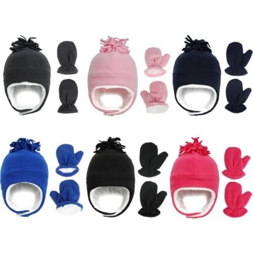 W3JF Toddler Baby Winter Warm Fleece Hat and Mitten Set Baby Kids Hat and Gloves for Infant Baby Accessories
