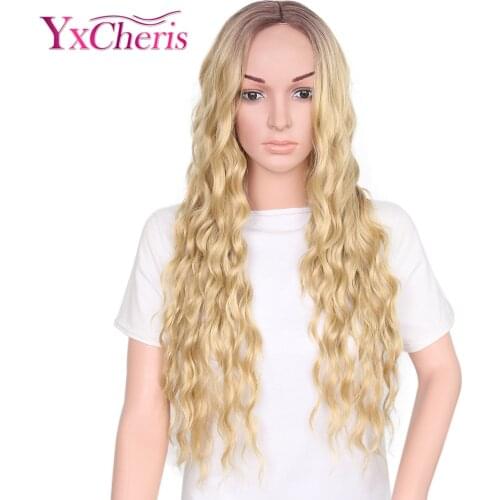 Yaki Curly Wigs For Women Ombre Hair Wig female Heat Reisistant Fiber Synthetic Long Wig Cosplay YXCHERIS