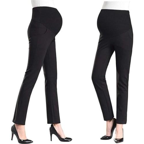 Women Maternity Pants Work Office Wear Casual Straight Leg Skinny Trousers Elastic Waist Belly Pregnancy Pants Pregnant Clothing