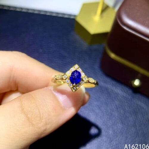 925 Pure Silver Chinese Style Natural Sapphire Womens Classic Trendy Simple Adjustable Gem Ring Fine Jewelry Support Detection