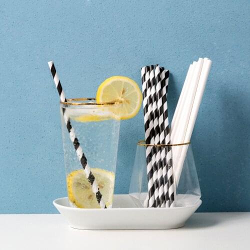 100PCS Disposable Environmental Protection Paper Straws Biodegradable Dinner Party Dessert Juice Straws
