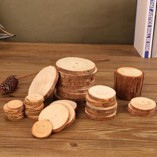 2pcs Thick 1 Pack Natural Pine Round Unfinished Wood Slices Circles With Tree Bark Log Discs DIY Crafts Wedding Party Painting