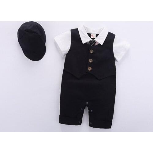 2021 Summer Children Suit Baby Boys Clothes Newborn Tracksuit Formal Dresses Romper+Berets 2Pieces Costumes For Children 0-1Y