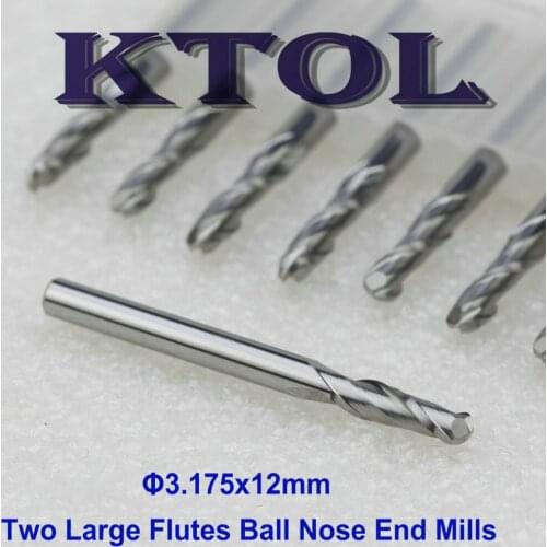 3.175x12mm Large 2 Flute Ball Nose End Mill Cutter CNC Router Bits,3D Woodworking Milling Cutter Tungsten Carbide Router Bit Set