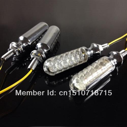 4x Universal Motorcycle Motorbike Chrome LED Turn Signal Indicator Light Blinker For Honda Yamaha Kawasaki Suzuki