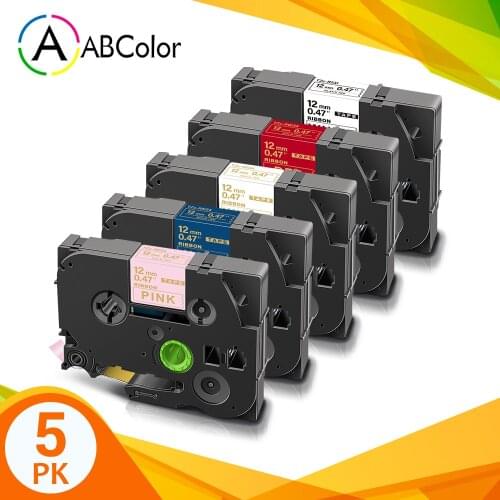 5PK 12mm Satin Ribbon Tape TZe R231 TZe-RE34 TZe-RN34 TZe-R234 TZe-RW34 TZe-R231 For Brother P touch Printer gift wrapping tape