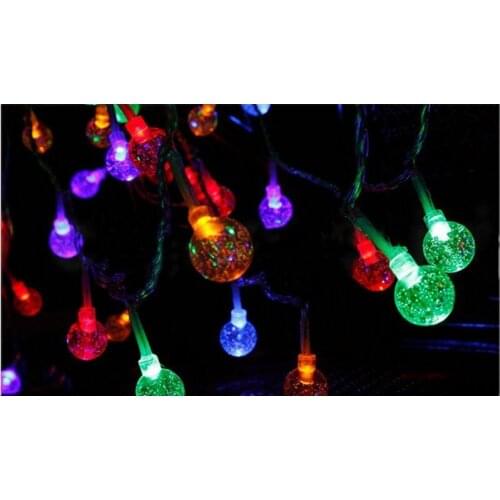 6m Solar powered Led String Light 30LEDs Crystal globe Bubble shaped lamp Fairy Lights Waterproof Christmas Wedding Garden tree
