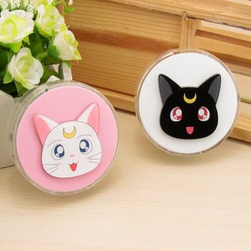 Free ship!1lot=8set!Cute cat contact lenses box / companion case / Cartoon eyeglasses box / lens care /storage box
