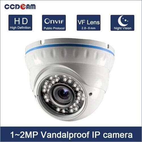 CCDCAM Cheap HD 1MP 960P 2MP IP P2P IR Night Vision Onvif Plastic Dome Camera Outdoor Free Shipping