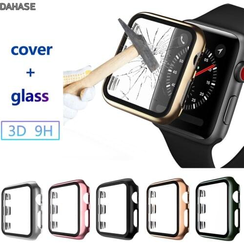 Case 3D 9H Tempered Glass For Apple Watch 40mm 44mm Series 5 4 Screen Protector Coverage Case For iWatch Series 3 2 38mm 42mm