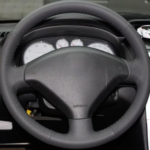 Black Artificial Leather Car Steering Wheel Cover for Peugeot 307 2001-2008 307 SW 2005-2008 2002 2003 2004 2007