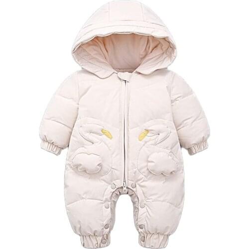 Baby Jumpsuit Winter Thick Hooded Baby Girls Romper Cute Cartoon Boys Warm Jumpsuit Overalls Snowsuit 6-36M Baby Down Jackets