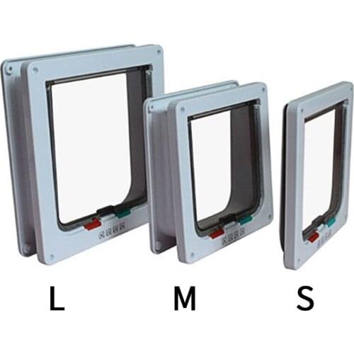 New 4 Way Lockable Dog Cat Door Kitten Flap Door Puppy Plastic Gate ABS Small Pet Cat Dog Door