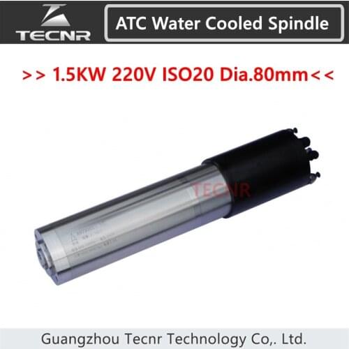 TECNR 1.5KW ATC water cooled spindle motor 24000RPM ISO20 220V Automatic Tool Change spindle for mental cutting