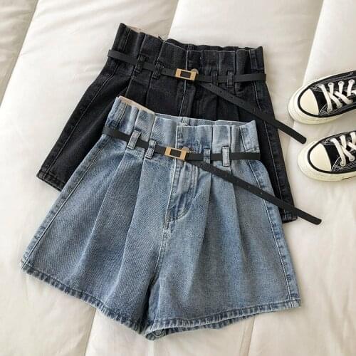 All Match Sashes Casual Women Denim Shorts Crimping High Waist Slim Summer Jeans Shorts Feminino Chic Hot Ladies Bottom