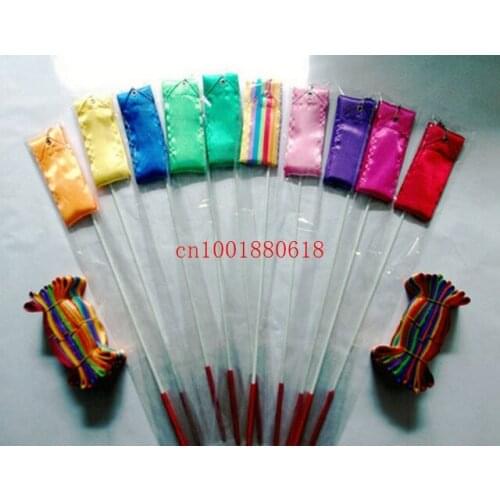 Fedex DHL Freeshipping 4M Gym Dance Ribbon Rhythmic Art Gymnastic Streamer Baton Twirling Rod Mix color ,100pcs/lot