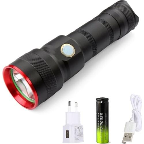 3500LM USB Rechargeable Flashlight XML-T6 Led Flashlight Zoomable 3 modes torch for 18650 with USB cable Camping
