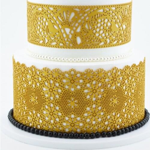 Flower Pattern Baking Tools Embosser Mould Lace Silicone Cake Sugarcraft Mold Fondant Cake Border Decoration Mat